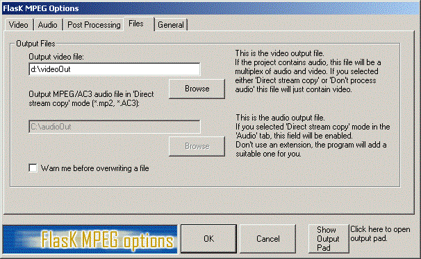 FlasKMPEG File Options