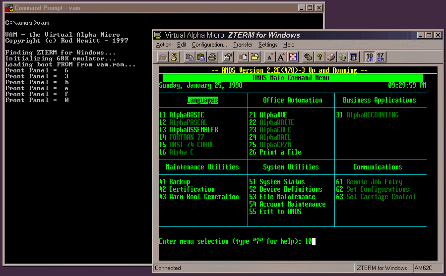 Shell running on VAM